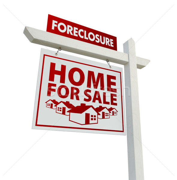 Red Foreclosure Home For Sale Real Estate Sign on White Stock photo © feverpitch