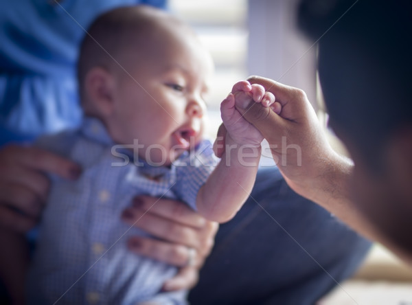 Stok fotoğraf: Sevimli · bebek · erkek · başparmak · anne