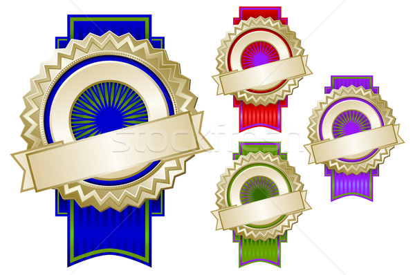 Set of Four Colorful Emblem Seals with Ribbons Stock photo © feverpitch