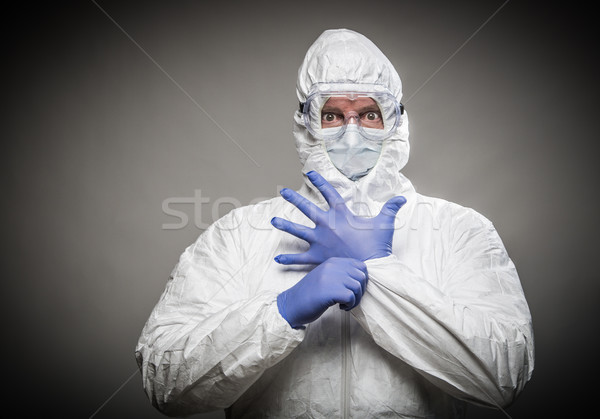 Man With Intense Expression Wearing HAZMAT Protective Clothing A Stock photo © feverpitch