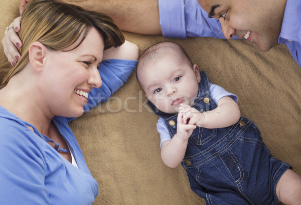 Stock foto: Familie · spielen · Decke · Gesicht · up