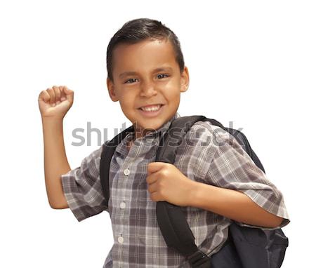 Stockfoto: Gelukkig · jonge · latino · jongen · klaar · school