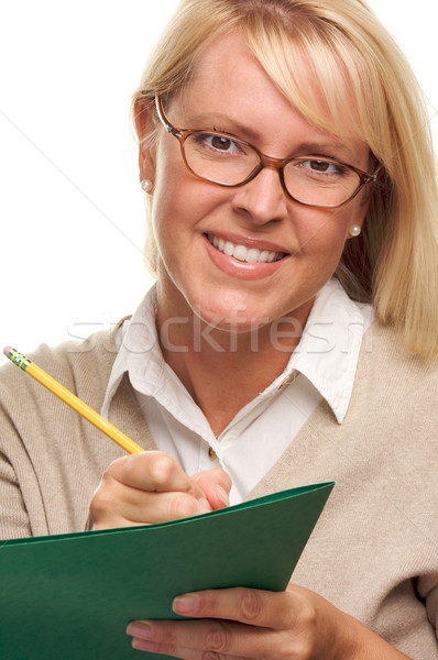 Beautiful Woman with Pencil and Folder  Stock photo © feverpitch