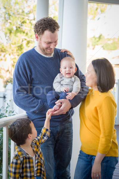 Young Mixed Race Chinese and Caucasian Family Portrait Stock photo © feverpitch