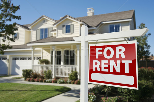 Stock foto: Mieten · Immobilien · Zeichen · Haus · rot