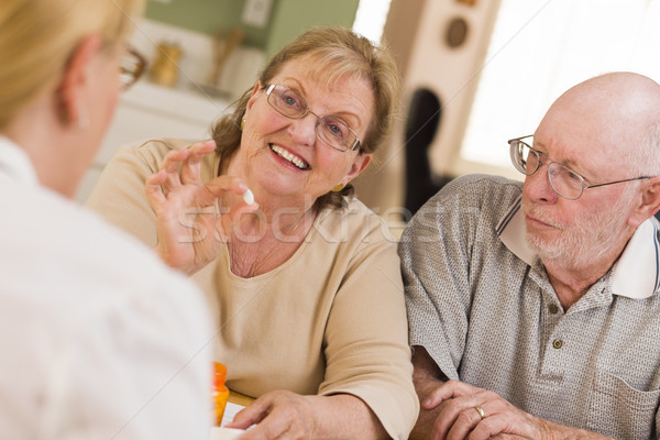 Doctor or Nurse Explaining Prescription Medicine to Senior Coupl Stock photo © feverpitch