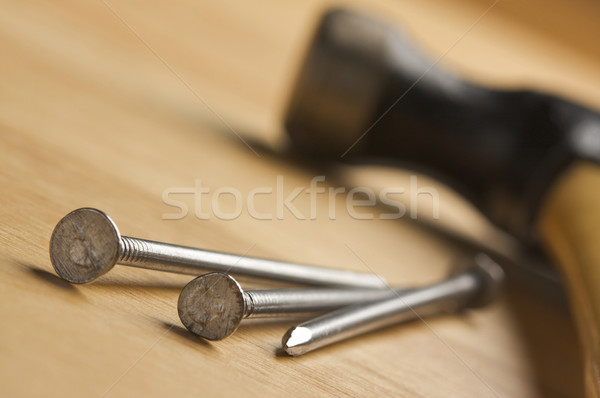 錘 指甲 抽象 木 施工 工具 商業照片 © feverpitch