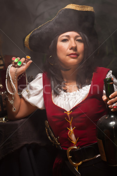 Foto stock: Dramático · feminino · pirata · cena · beleza