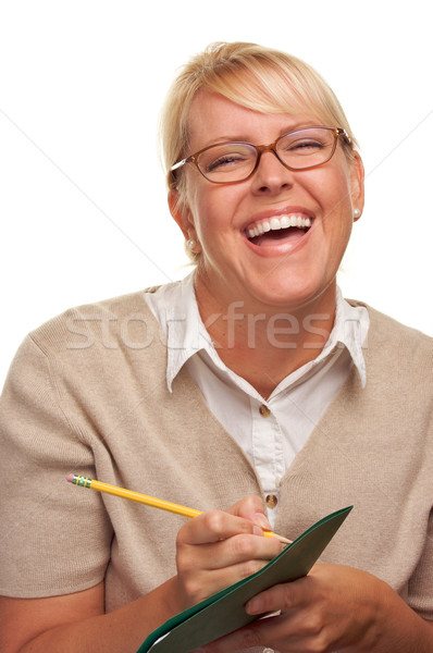 Belle femme crayon dossier prendre des notes papier travaux [[stock_photo]] © feverpitch