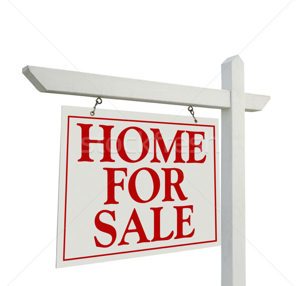 Сток-фото: домой · продажи · недвижимости · знак · изолированный · белый
