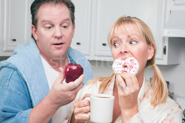 Fruits donut décision couple cuisine [[stock_photo]] © feverpitch