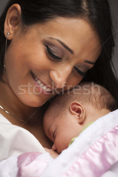 Attractive Ethnic Woman with Her Newborn Baby Stock photo © feverpitch