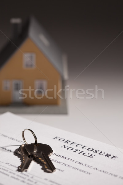 Foreclosure Notice, House Keys and Model Home on Gradated Backgr Stock photo © feverpitch