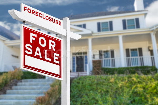 Left Facing Foreclosure For Sale Real Estate Sign in Front of Ho Stock photo © feverpitch