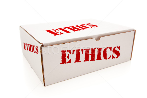 Foto stock: Branco · caixa · ética · isolado · palavra · papel