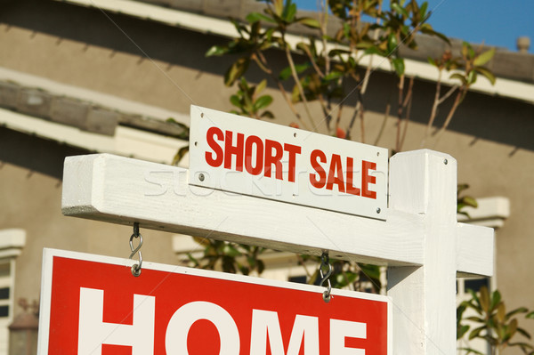 Short Sale Real Estate Sign & New Home Stock photo © feverpitch