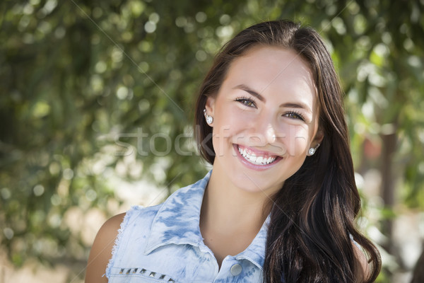 Vonzó félvér lány portré kint nő Stock fotó © feverpitch
