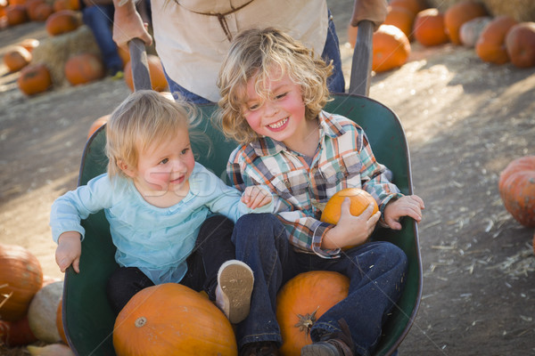 Young Family Enjoys a Day at the Pumpkin Patch Stock photo © feverpitch