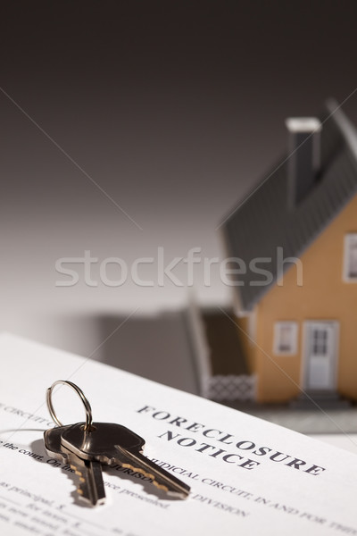 Foreclosure Notice, House Keys and Model Home on Gradated Backgr Stock photo © feverpitch