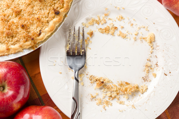 Stockfoto: Taart · appels · kopiëren · kruimels · plaat · abstract