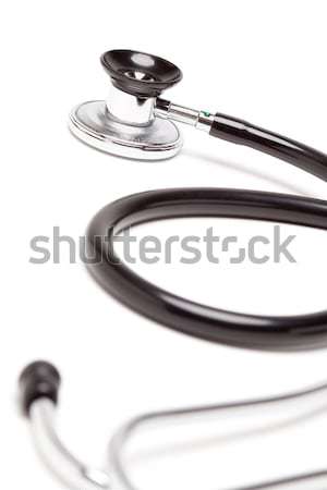 Stock photo: Black Stethoscope Isolated on White