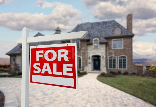 Stock photo: Home For Sale Sign & New House