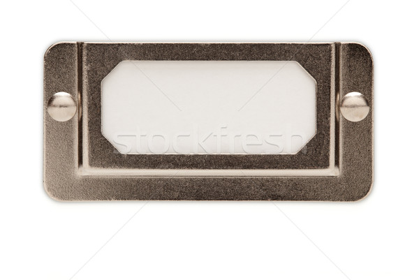 Métal fichier étiquette cadre blanche isolé [[stock_photo]] © feverpitch