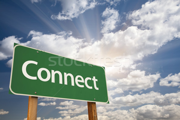 Stock photo: Connect Green Road Sign