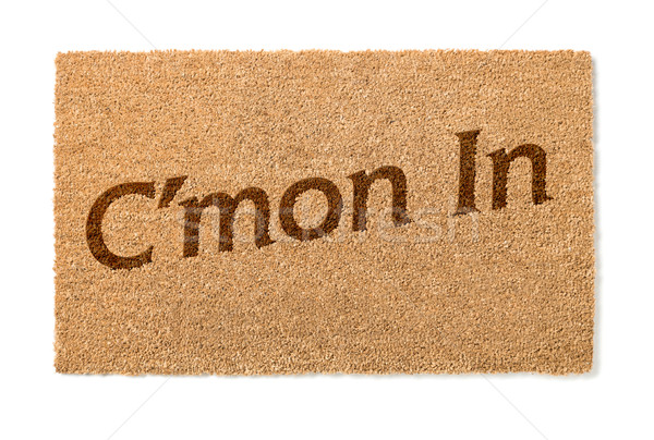 Cmon In Welcome Mat On White Stock photo © feverpitch