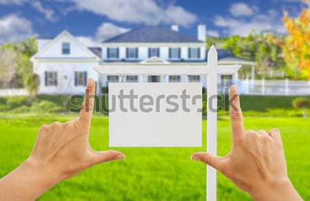 Blank Real Estate Sign in Front of New House  Stock photo © feverpitch