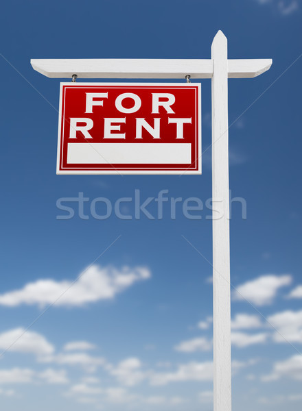 Alquilar inmobiliario signo cielo azul nubes Foto stock © feverpitch
