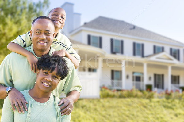Stock photo: Attractive African American Family in Front of Home