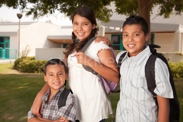 Cute Brothers and Sister Ready for School Stock photo © feverpitch