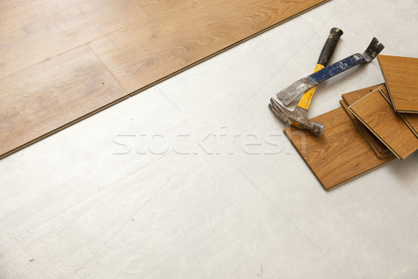Hammer and Pry Bar with Laminate Flooring Abstract Stock photo © feverpitch