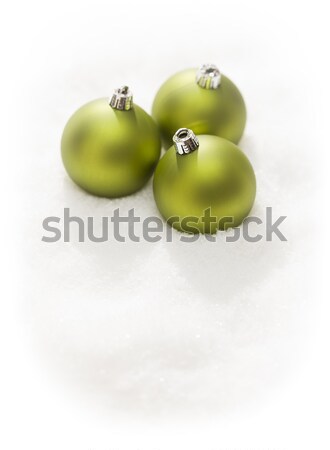 [[stock_photo]]: Vert · Noël · ornements · neige · isolé