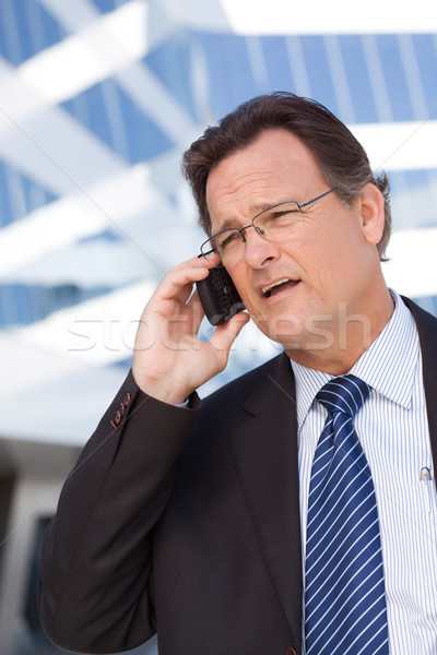Concerned Businessman Talks on His Cell Phone Stock photo © feverpitch