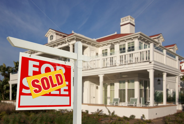 Sold Home For Sale Sign in Front of New House  Stock photo © feverpitch