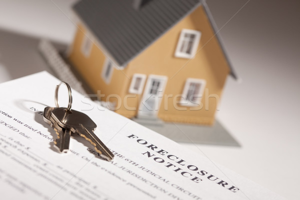 Foreclosure Notice, House Keys and Model Home on Gradated Backgr Stock photo © feverpitch