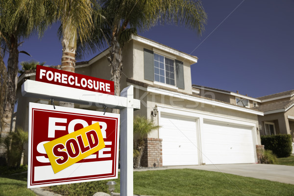 Red Foreclosure For Sale Real Estate Sign and House Stock photo © feverpitch