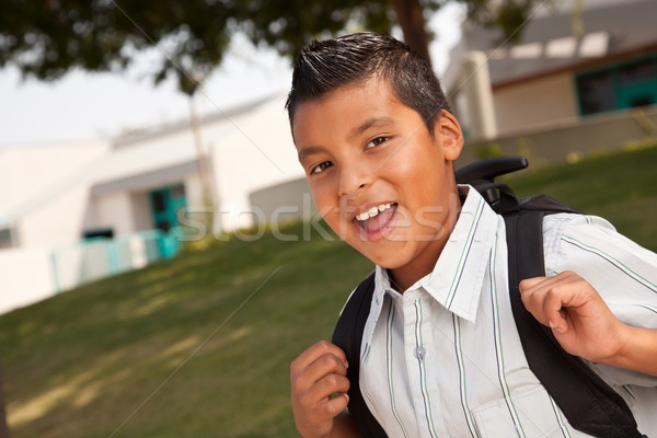 Foto stock: Feliz · jóvenes · hispanos · nino · listo · escuela