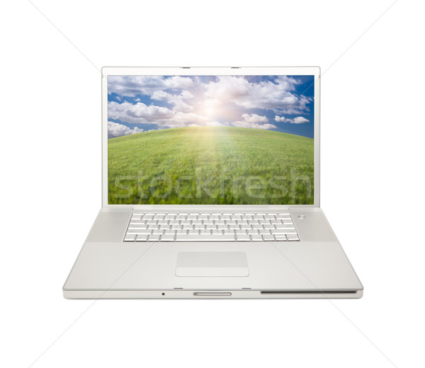 Silver Computer Laptop Isolated Stock photo © feverpitch