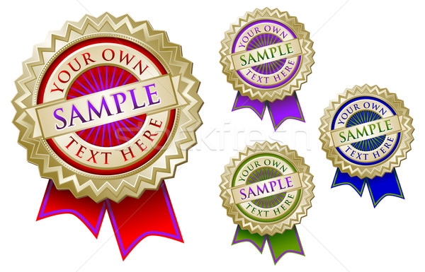 Set of Four Colorful Emblem Seals with Ribbons Stock photo © feverpitch