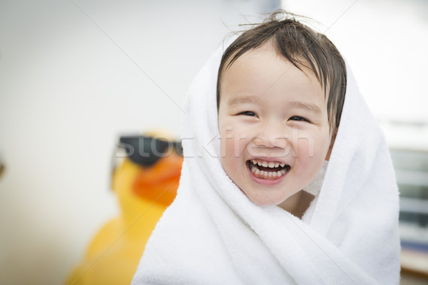 Mixed Race Boy Having Fun at the Water Park Stock photo © feverpitch