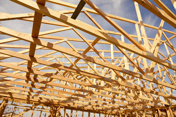 Stock photo: New Construction Home Framing Abstract
