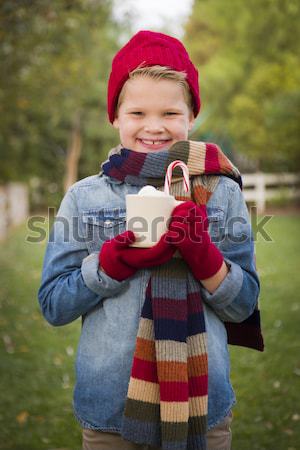 Stock fotó: Fiatal · srác · visel · ünnep · ruházat · tart · kicsi