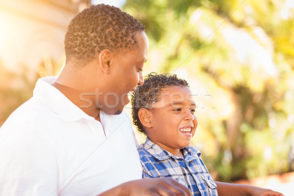 Foto stock: Hijo · padre · jugando · aire · libre