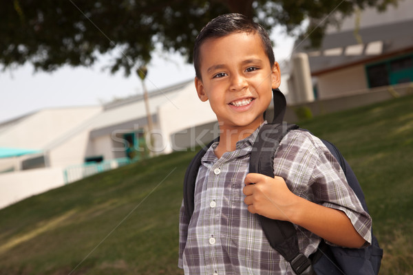 Foto stock: Feliz · jóvenes · hispanos · nino · listo · escuela