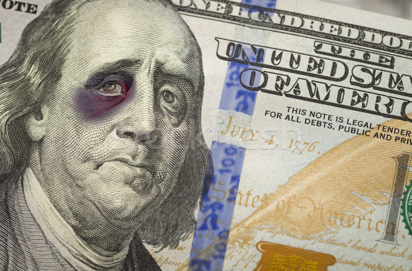 Black Eyed Ben Franklin on New One Hundred Dollar Bill Stock photo © feverpitch