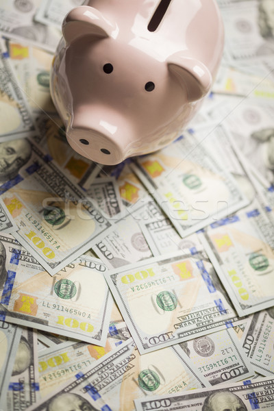 Piggy Bank on Newly Designed One Hundred Dollar Bills Stock photo © feverpitch