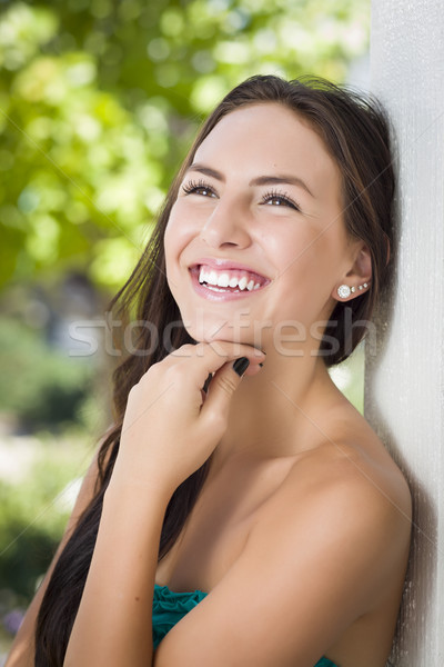 Vonzó félvér lány portré kint nő Stock fotó © feverpitch